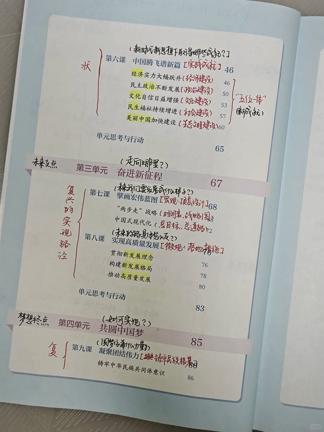 9月1日,有网友晒出2026年新版九年级上册《道德与法治》教材目录。
旧版九上曾将“民主与法治”列为独立单元,新版四大单元则变为:
坚持党的
